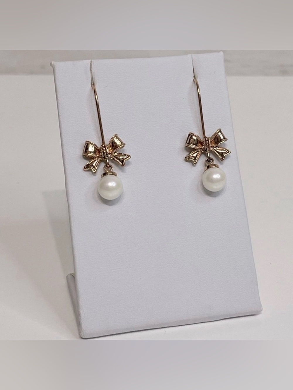 NEW Rose Gold Bow & Pearl Dangle Earrings
